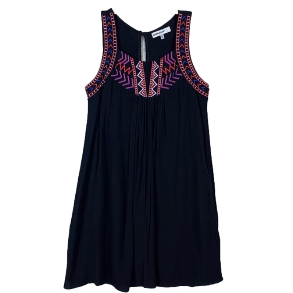 Bailey Blue Boho Black Embroidered Red‎ White Blue Tunic Tank Top Size L